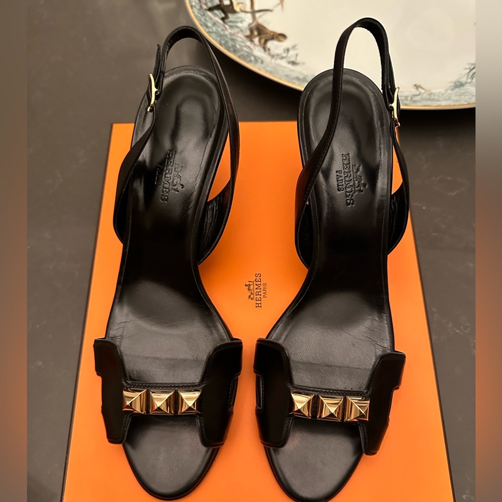Hermes night  Leather H  Heel 39.5